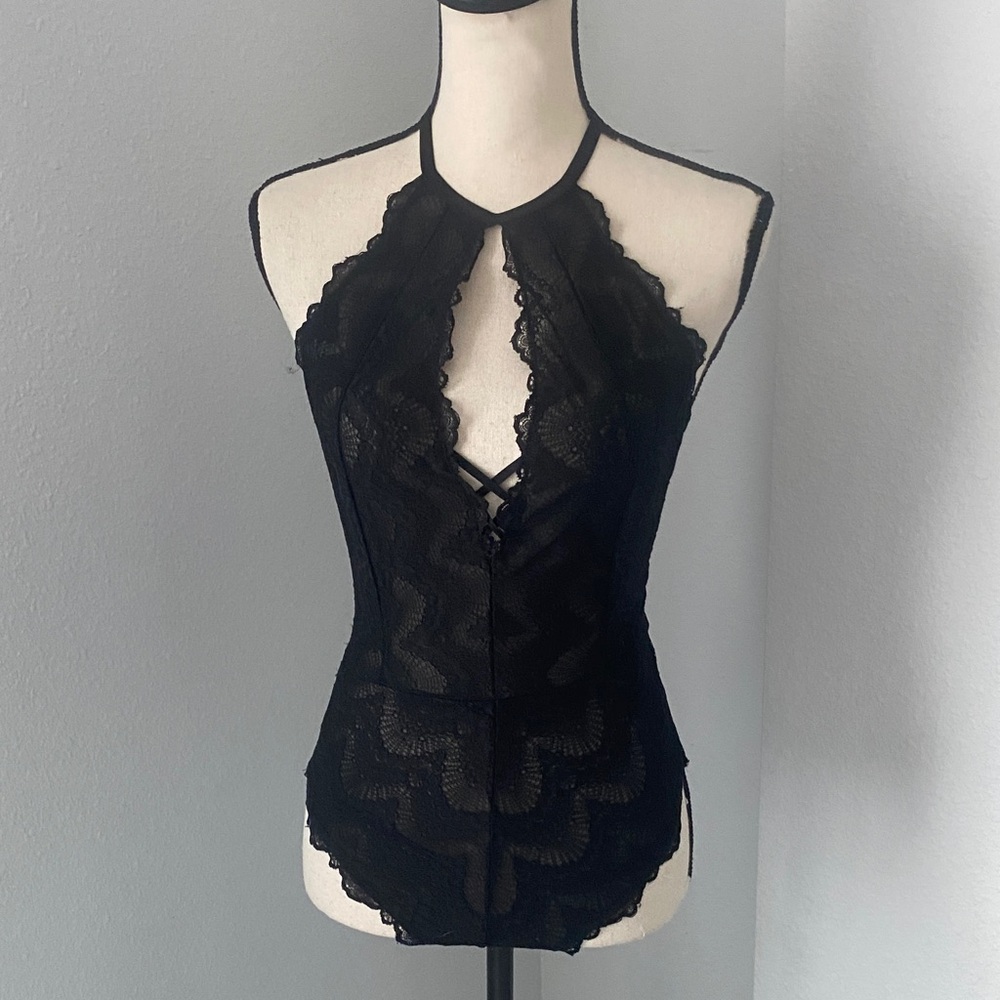 SOPHIE B Women Sexy Black Lace Bodysuit | S